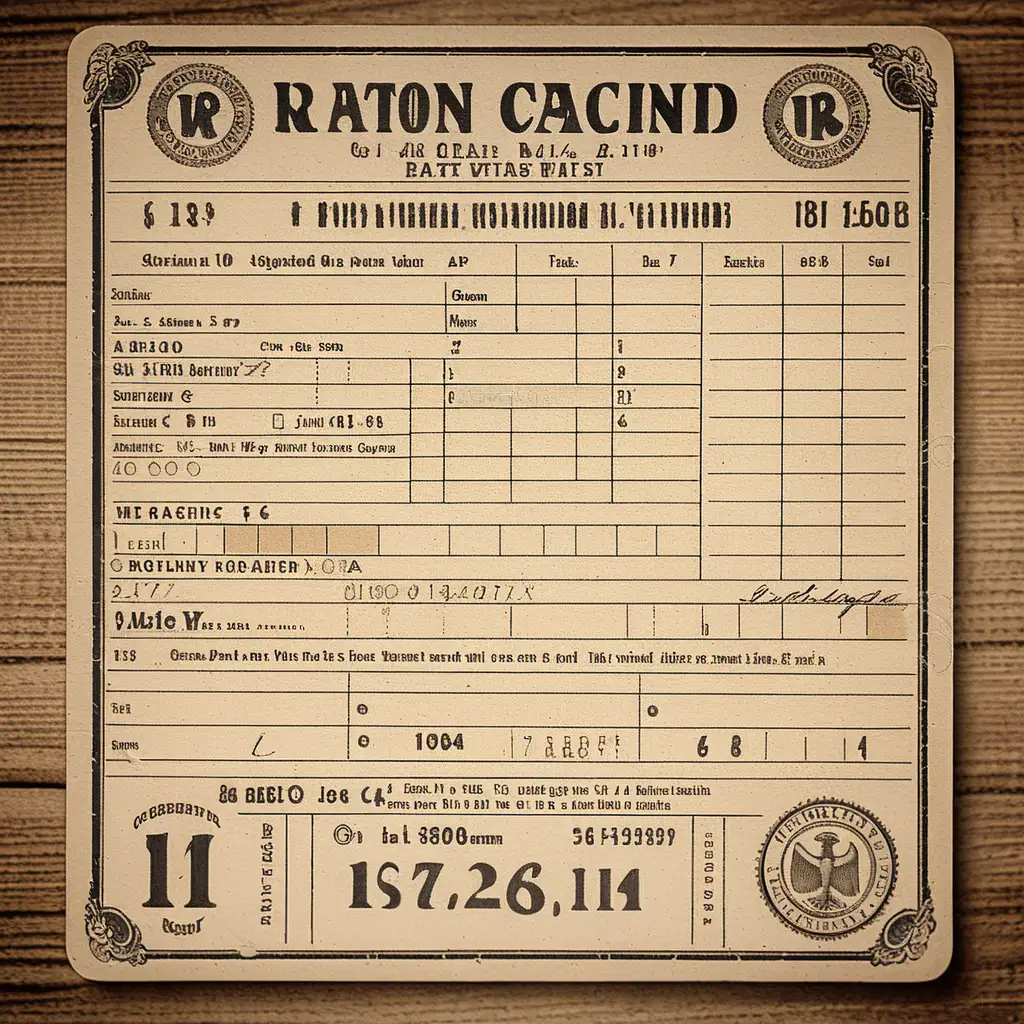 Vintage World War One Ration Card with Realistic Retro Look