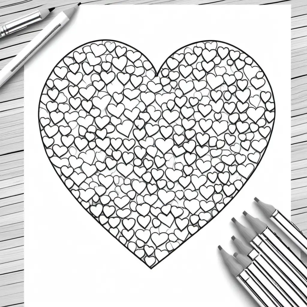 HeartThemed Coloring Sheet for Relaxation and Creativity