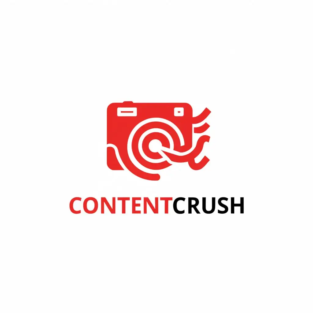 a logo design,with the text "Bizertz ContentCrush", main symbol:red camera,Moderate,clear background