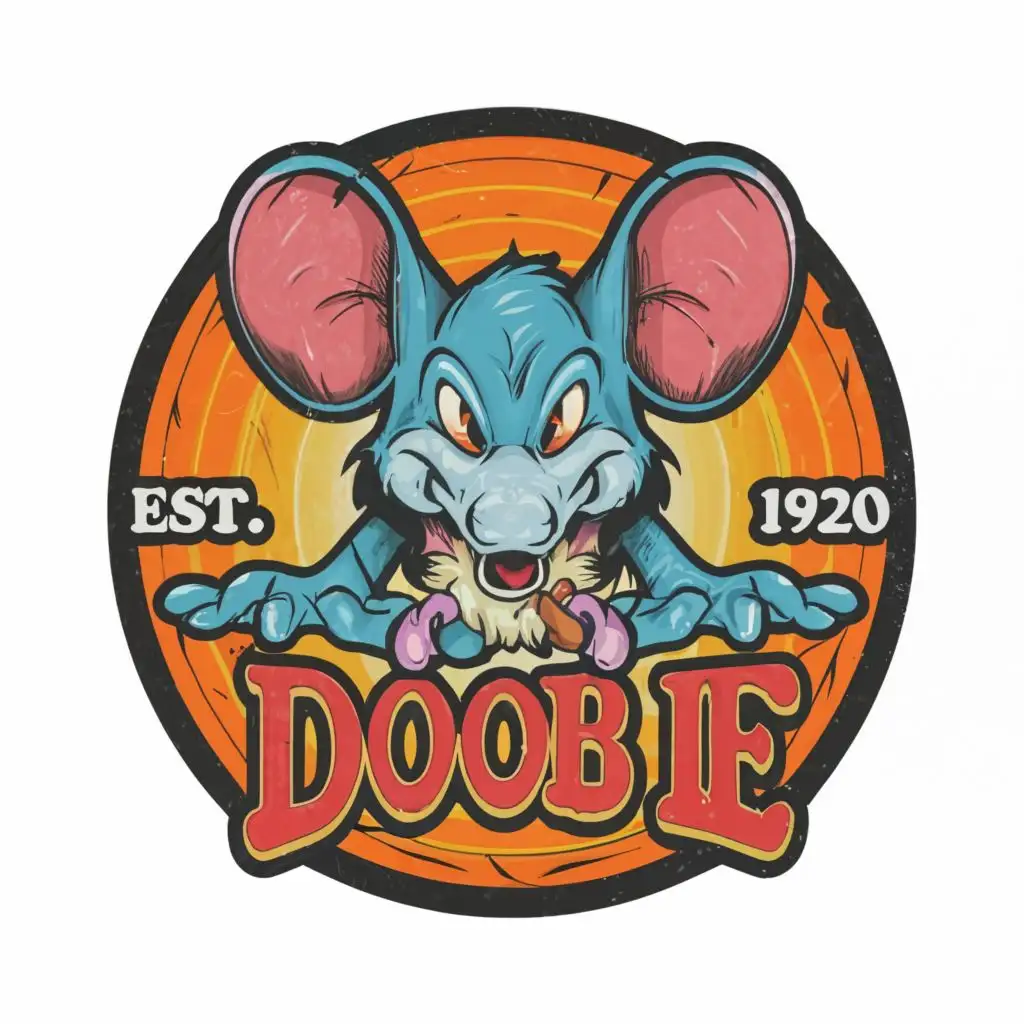 LOGO-Design-for-Vintage-Psychedelic-TShirt-Vibrant-Mouse-Smoking-Doobie-with-Ultra-Detailed-Contour-Vector-Art
