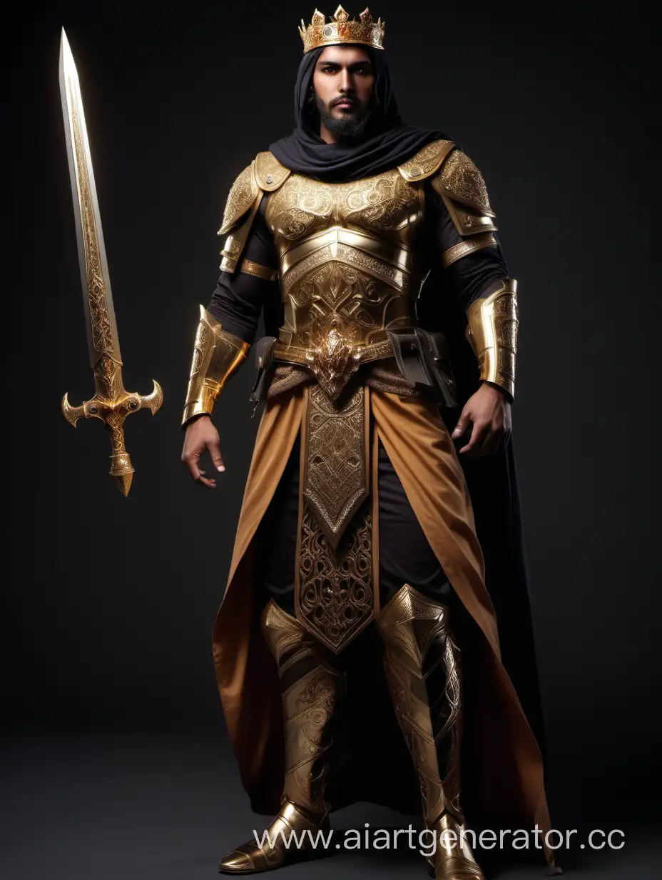 Arab-Warrior-King-in-Majestic-Golden-Armor-with-Dynastic-Saber