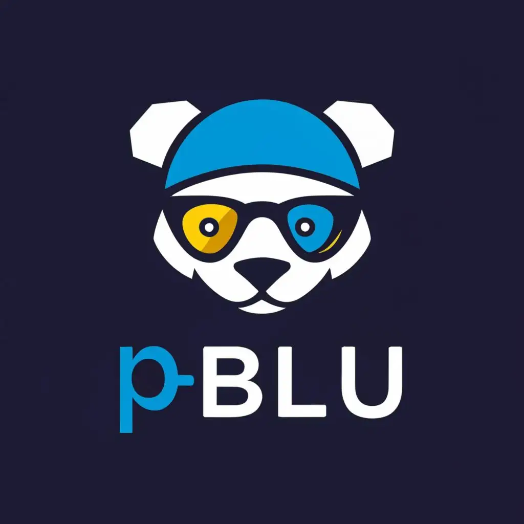 a logo design,with the text "p-blu", main symbol:A renaissance painting panda searching for data,Moderate,be used in Technology industry,clear background