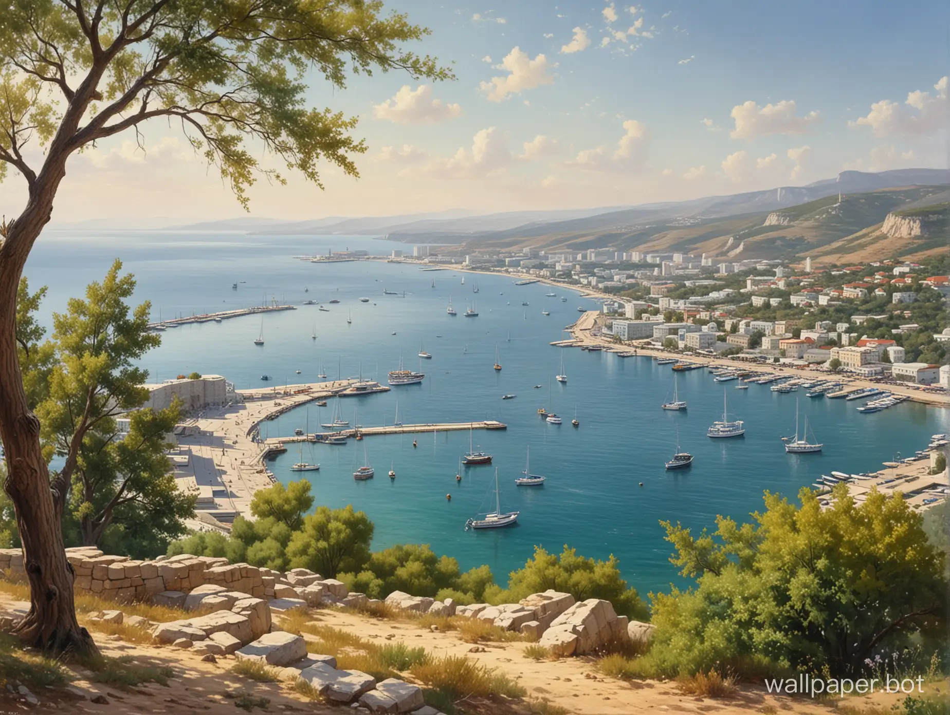 View of the harbor, Crimea, summer