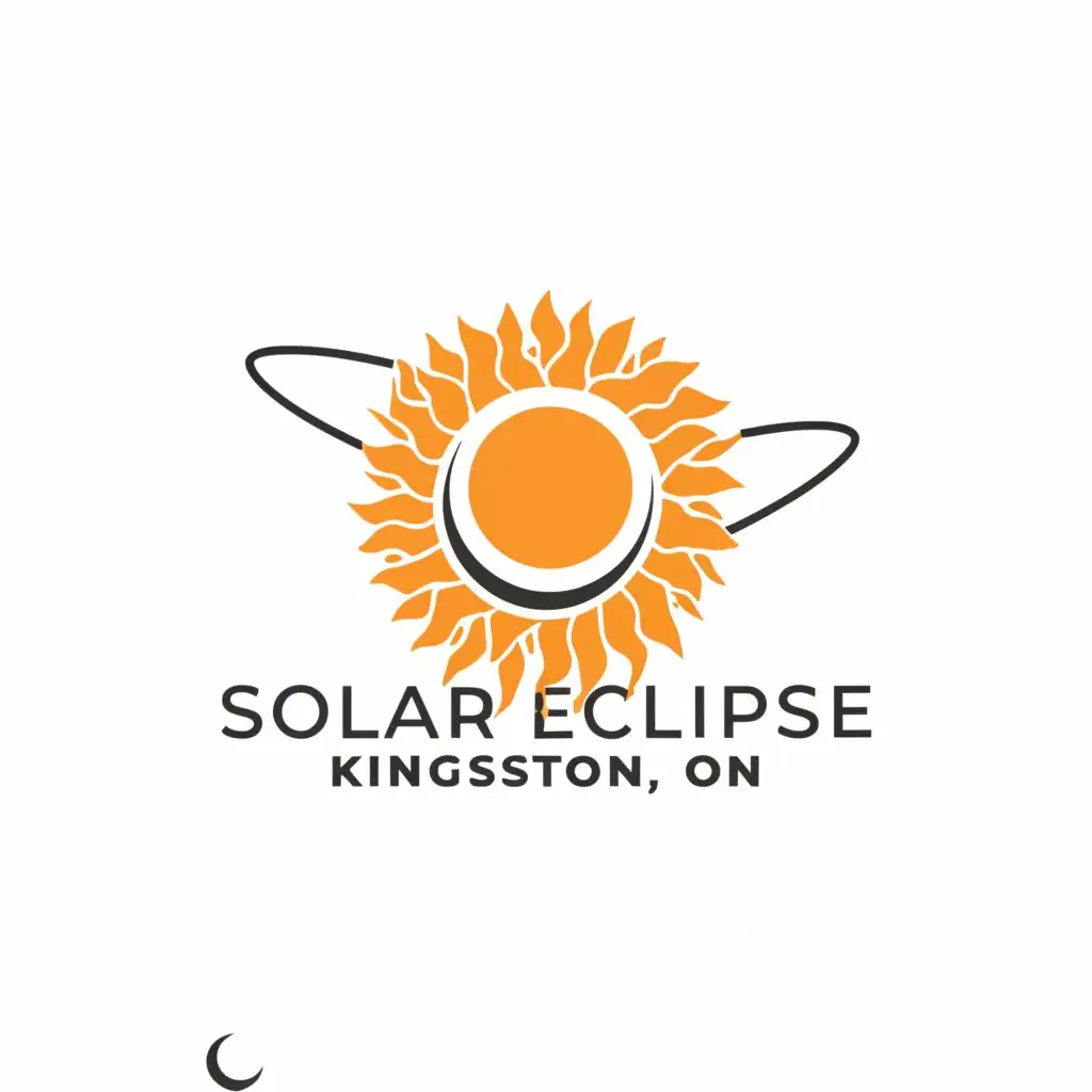a logo design,with the text "Solar Eclipse 2024
Kingston, ON", main symbol:sun, moon, solar eclipse,Moderate,clear background