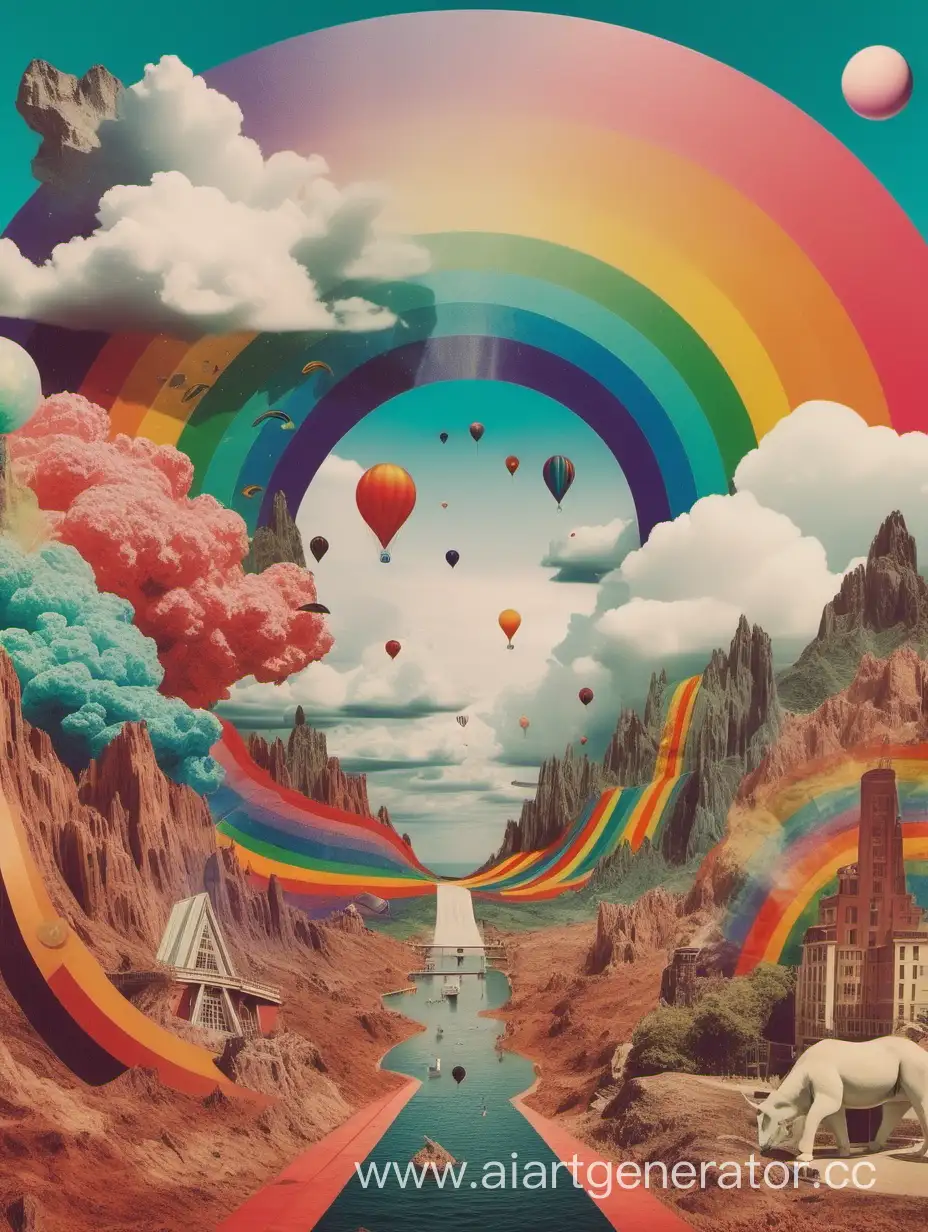 colorful surreal collage --style niji