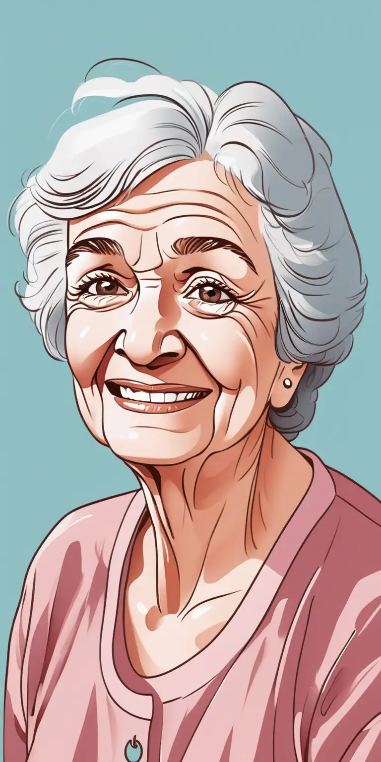 illustration of 69 year old woman, sad and happy


