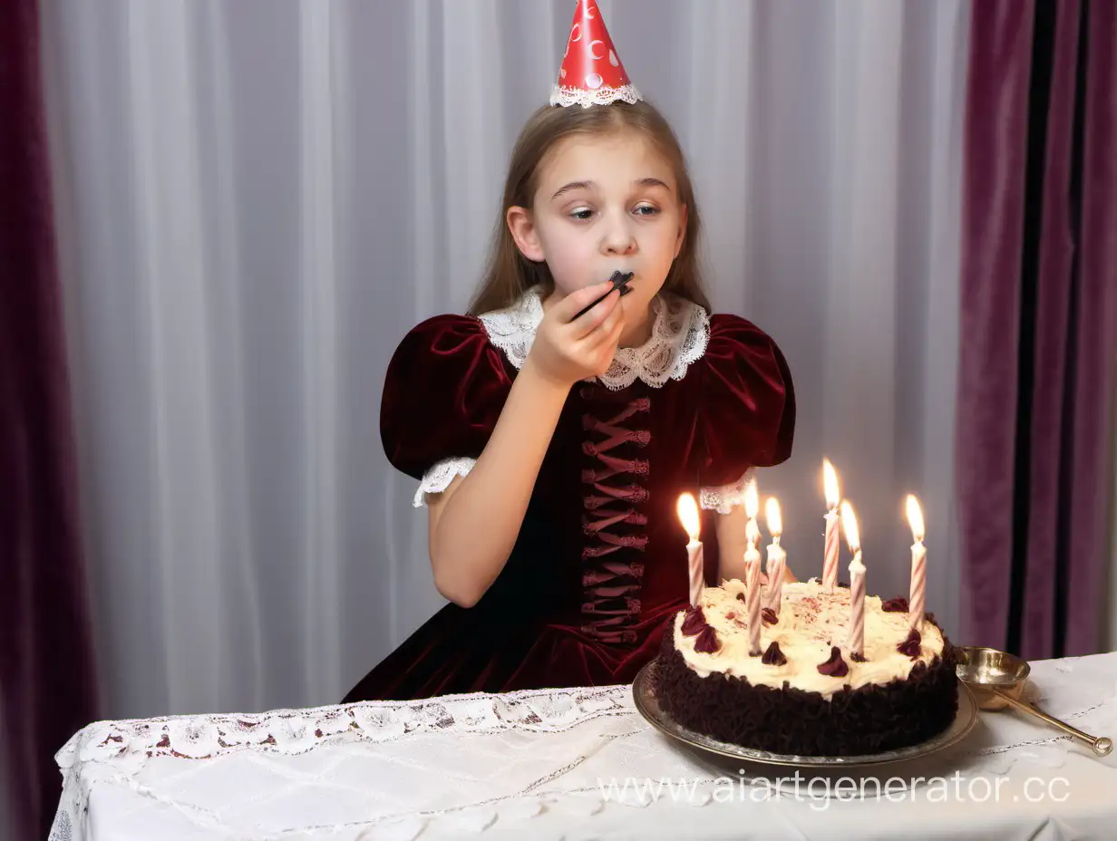 Joyful-14YearOld-Celebrating-Birthday-in-Elegant-Velvet-Dress