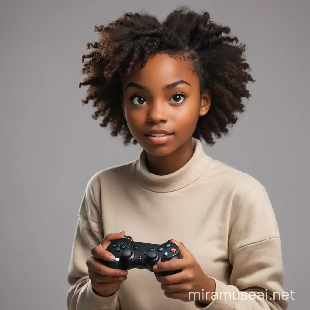 BLACK YOUNG LADY WITH A GAME CONTROLLER