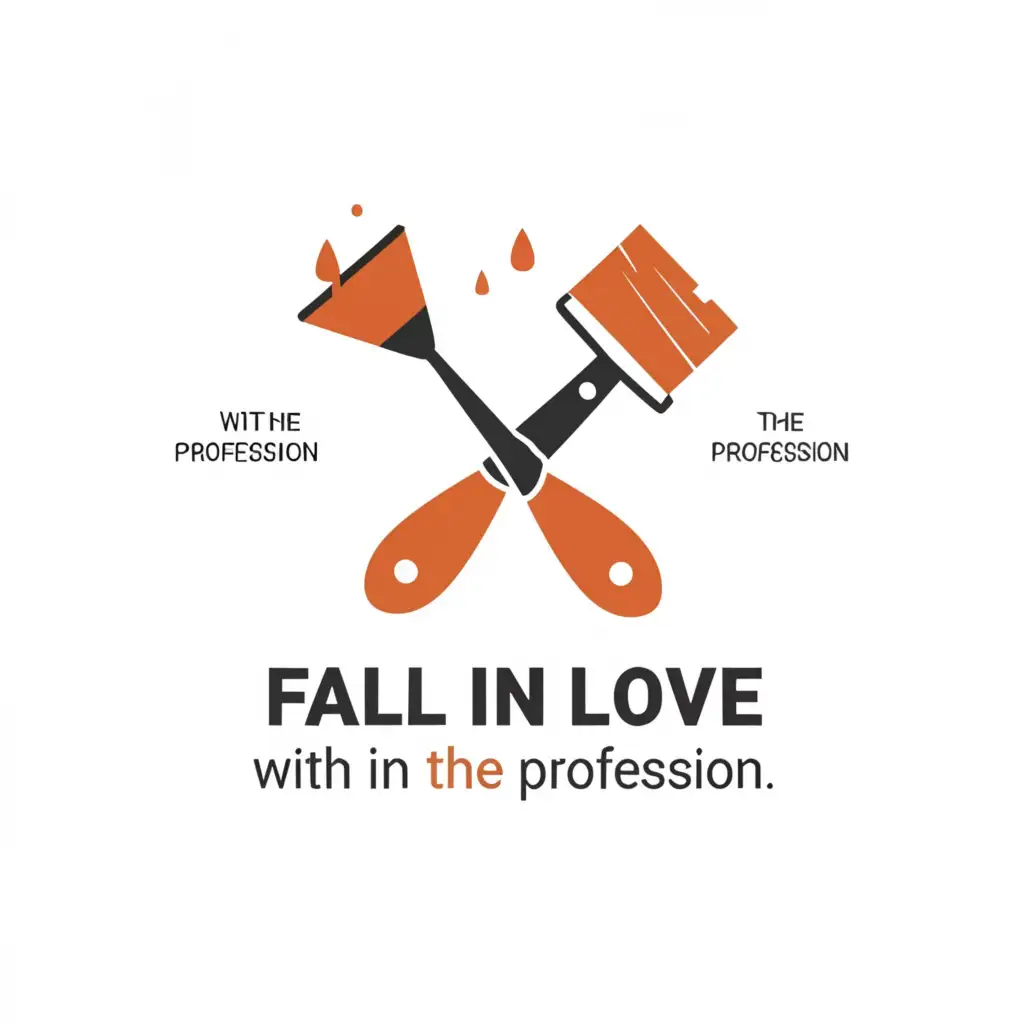 a logo design,with the text "Master class "Fall in love with the profession. Plasterer-painter"", main symbol:Spatula, roller,Minimalistic,be used in Construction industry,clear background