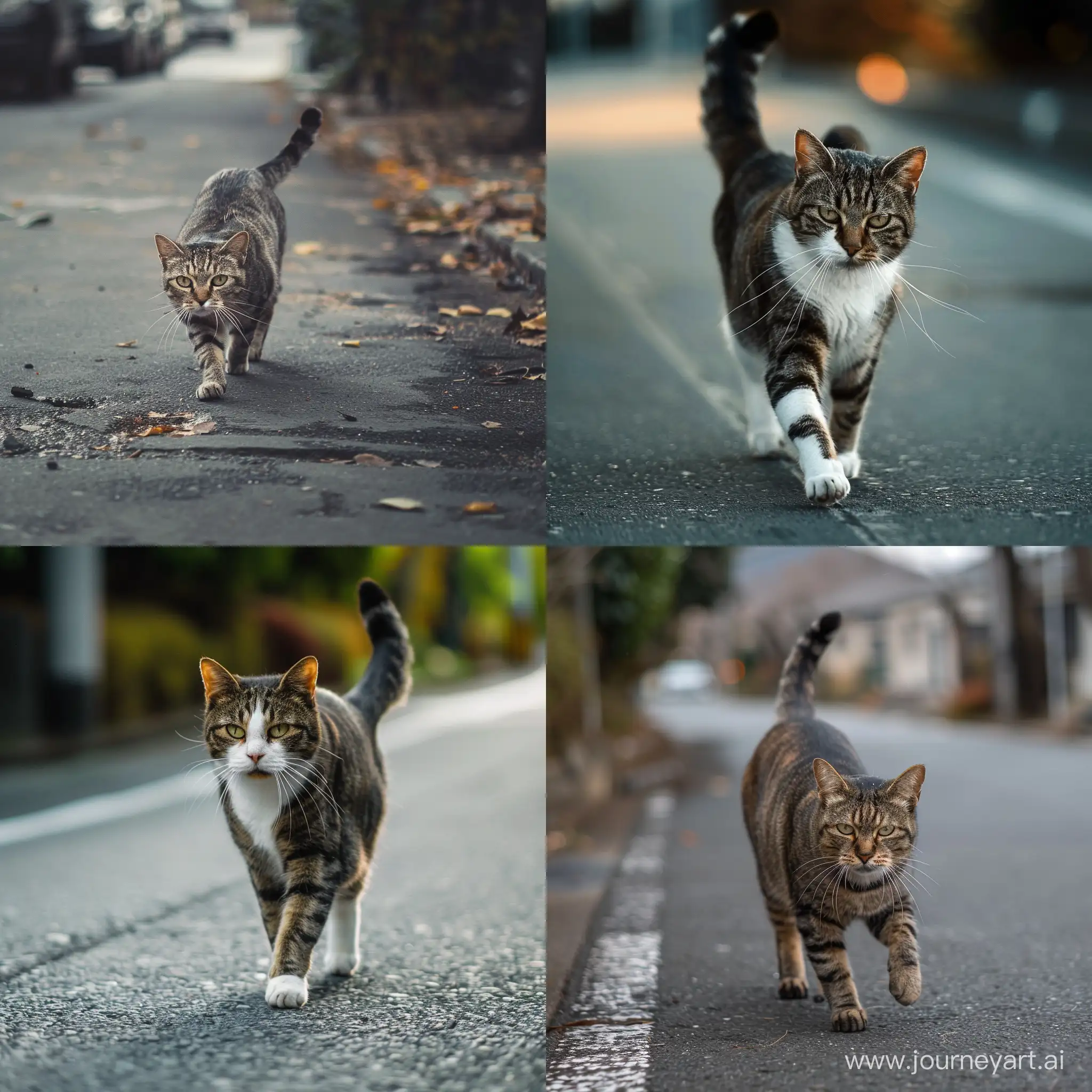 cat walking on street