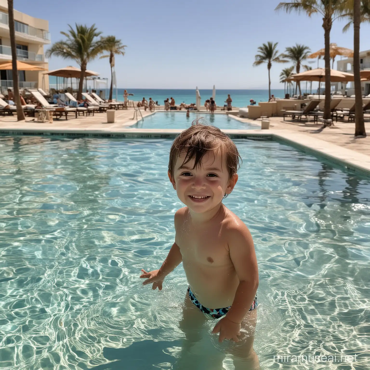 Child Enjoying Seaside Hotel Pool