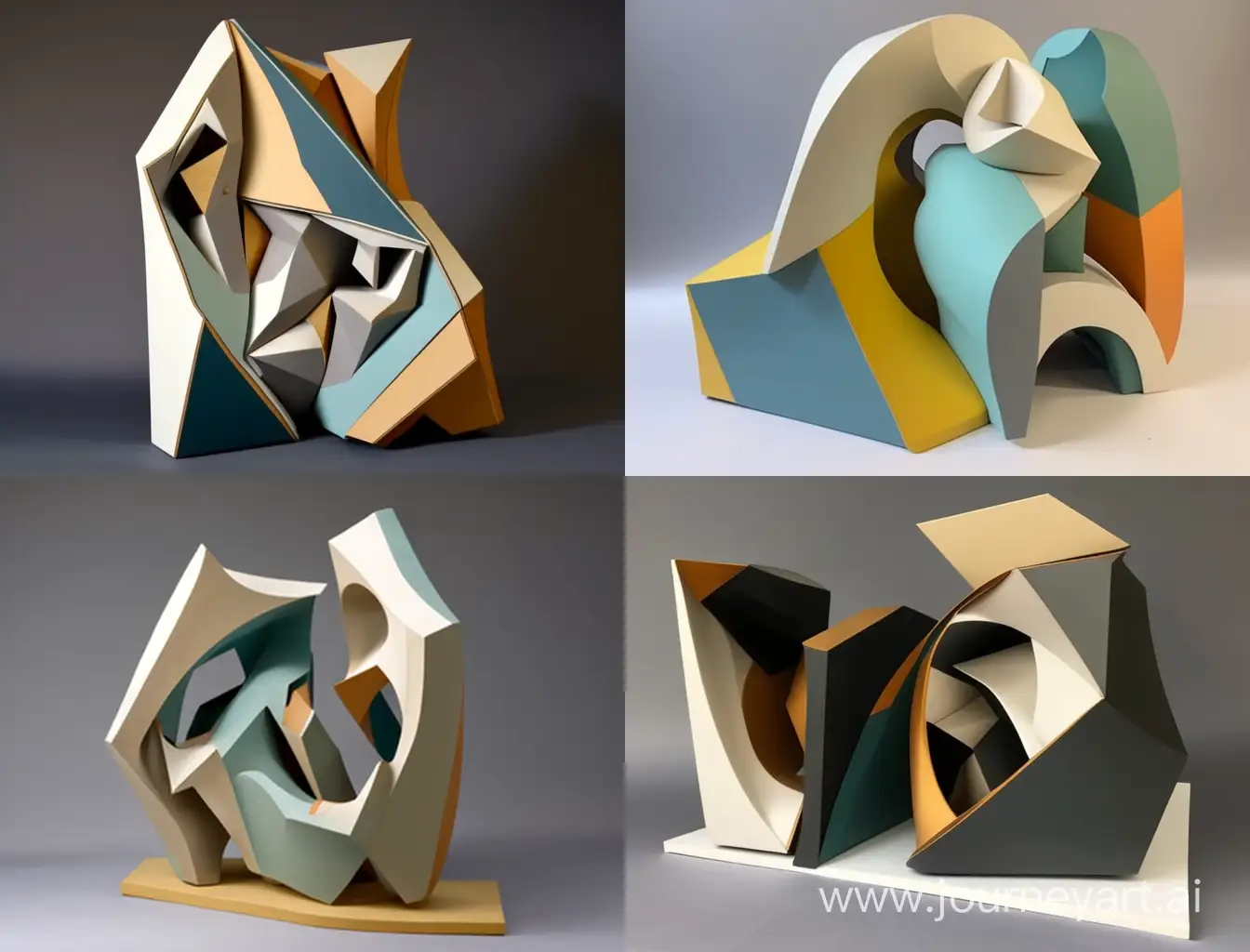 Abstract-Geometric-Ceramic-Sculpture-with-Muted-60s-Style-Elements