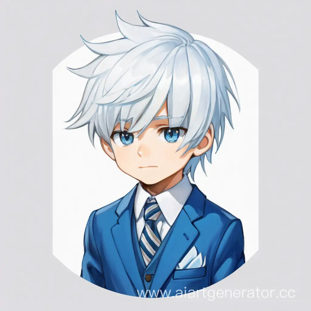 white haired boy in a blue suit child