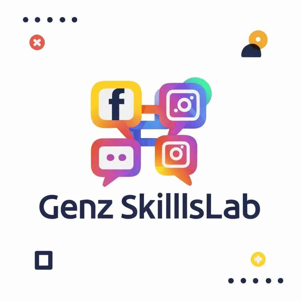 a logo design,with the text "GenZ SkillsLab", main symbol:most important social media symbols,Moderate,be used in Education industry,clear background