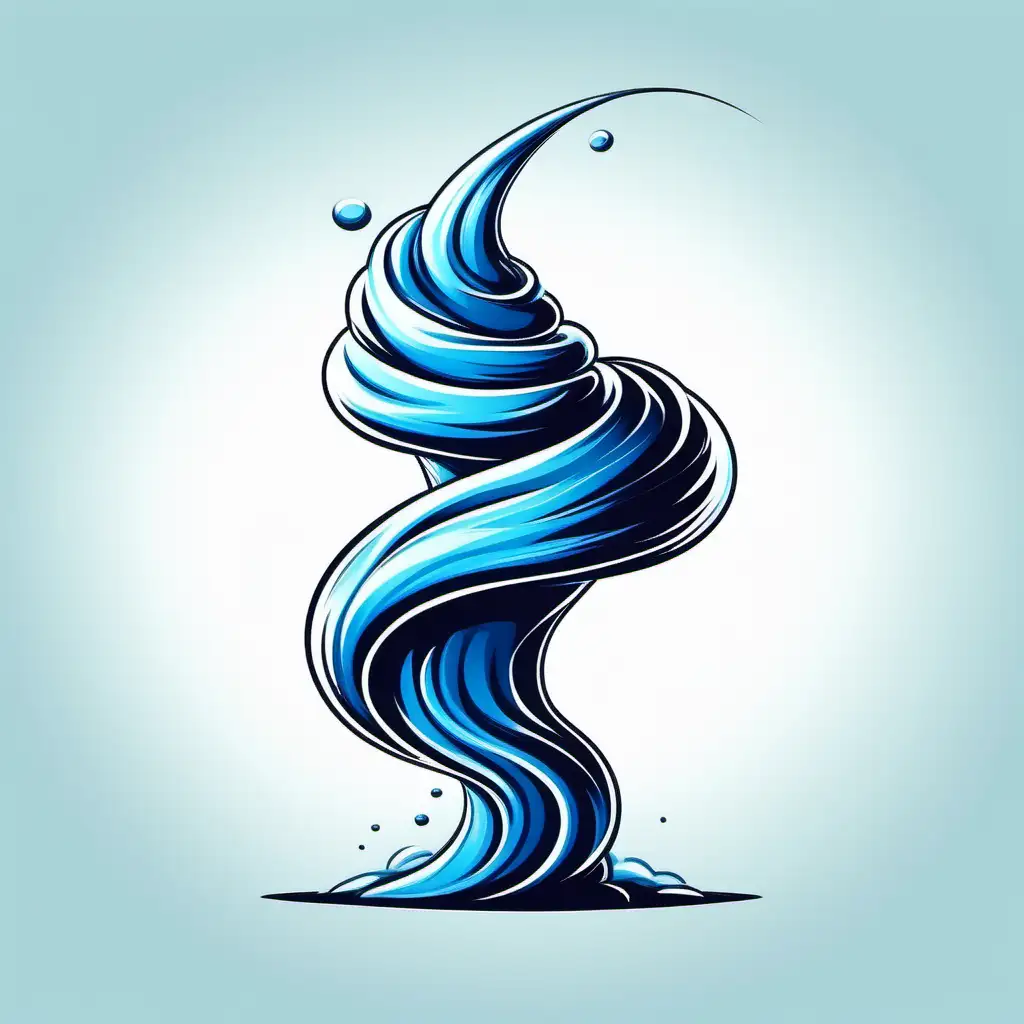 Whimsical Blue Tornado Cartoon Illustration on a White Background
