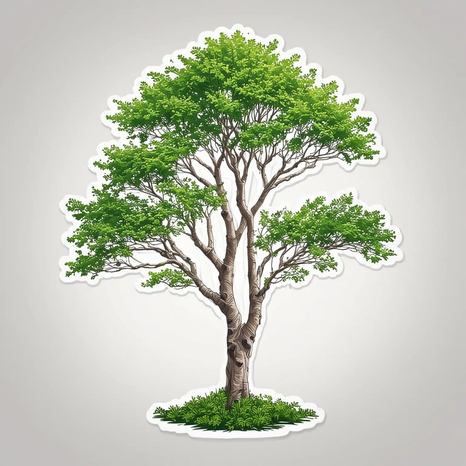 Bushy Green Beech Tree Vector Art Sticker on White Background | MUSE AI