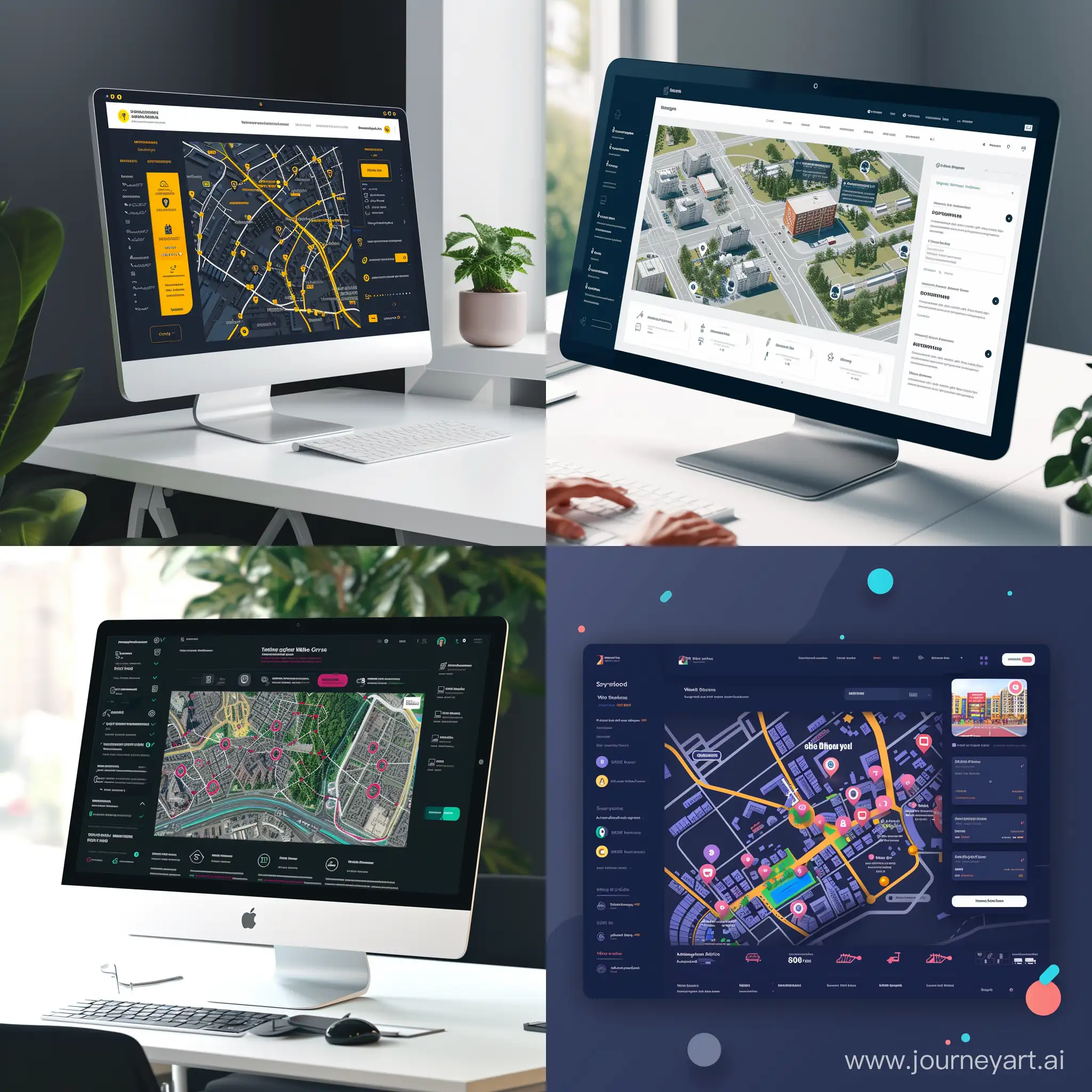 дизайн интерфейса страниц сайта с интерактивной картой коммунальных услуг города
