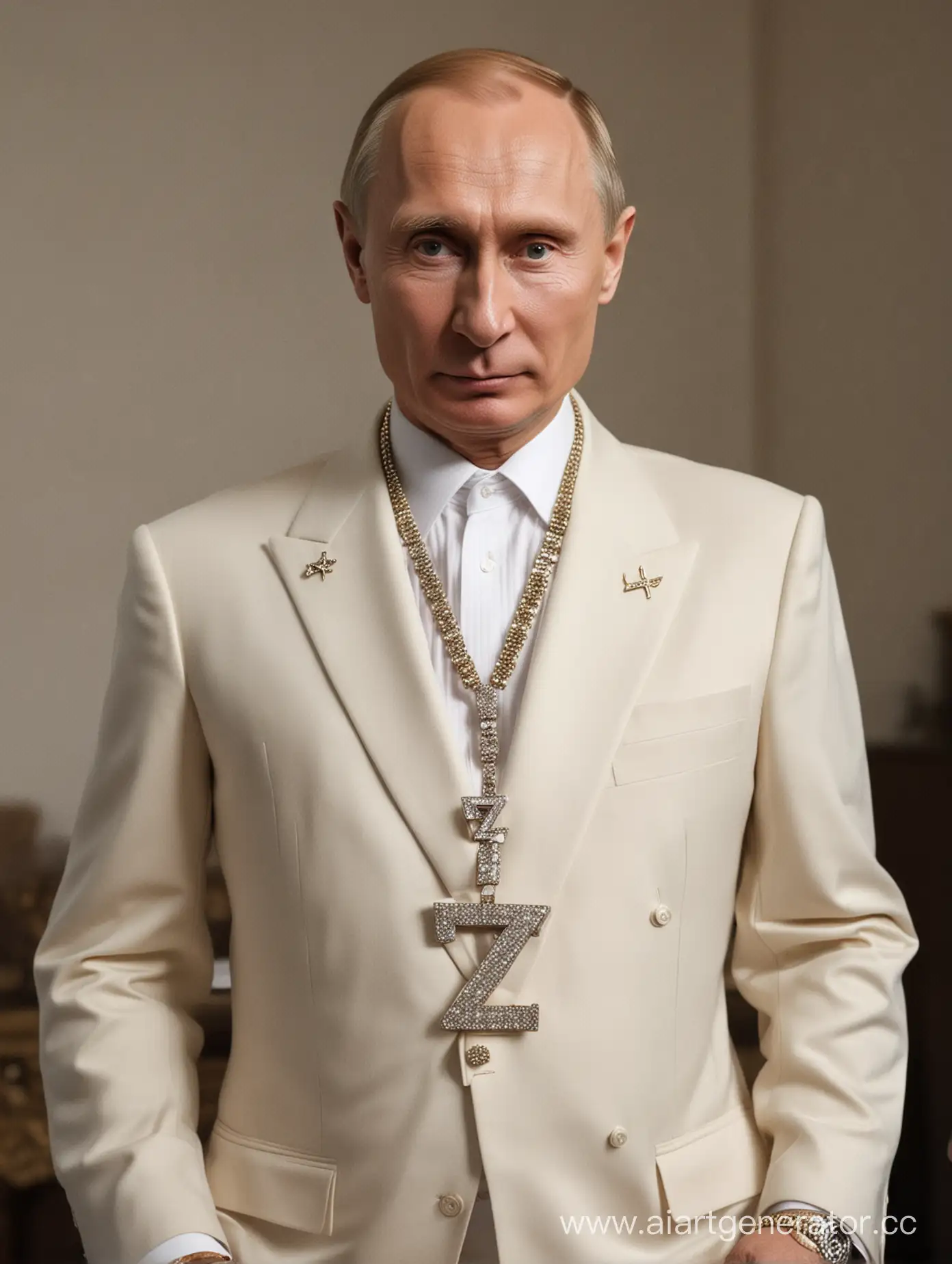 Vladimir-Putin-in-Stylish-Jewelry-and-Letter-Z-Necklace