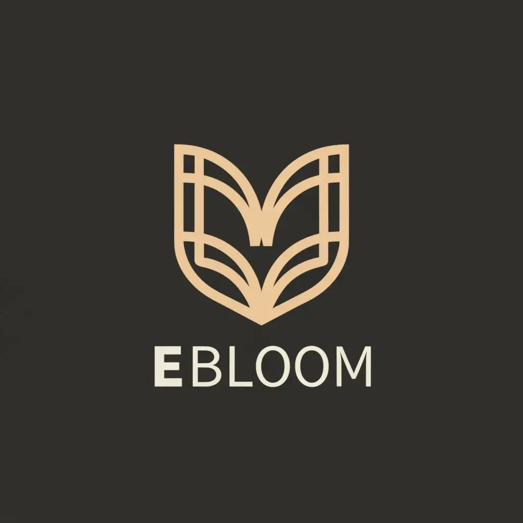 a logo design,with the text "Ebloom", main symbol:book, negative,Moderate,be used in Education industry,clear background