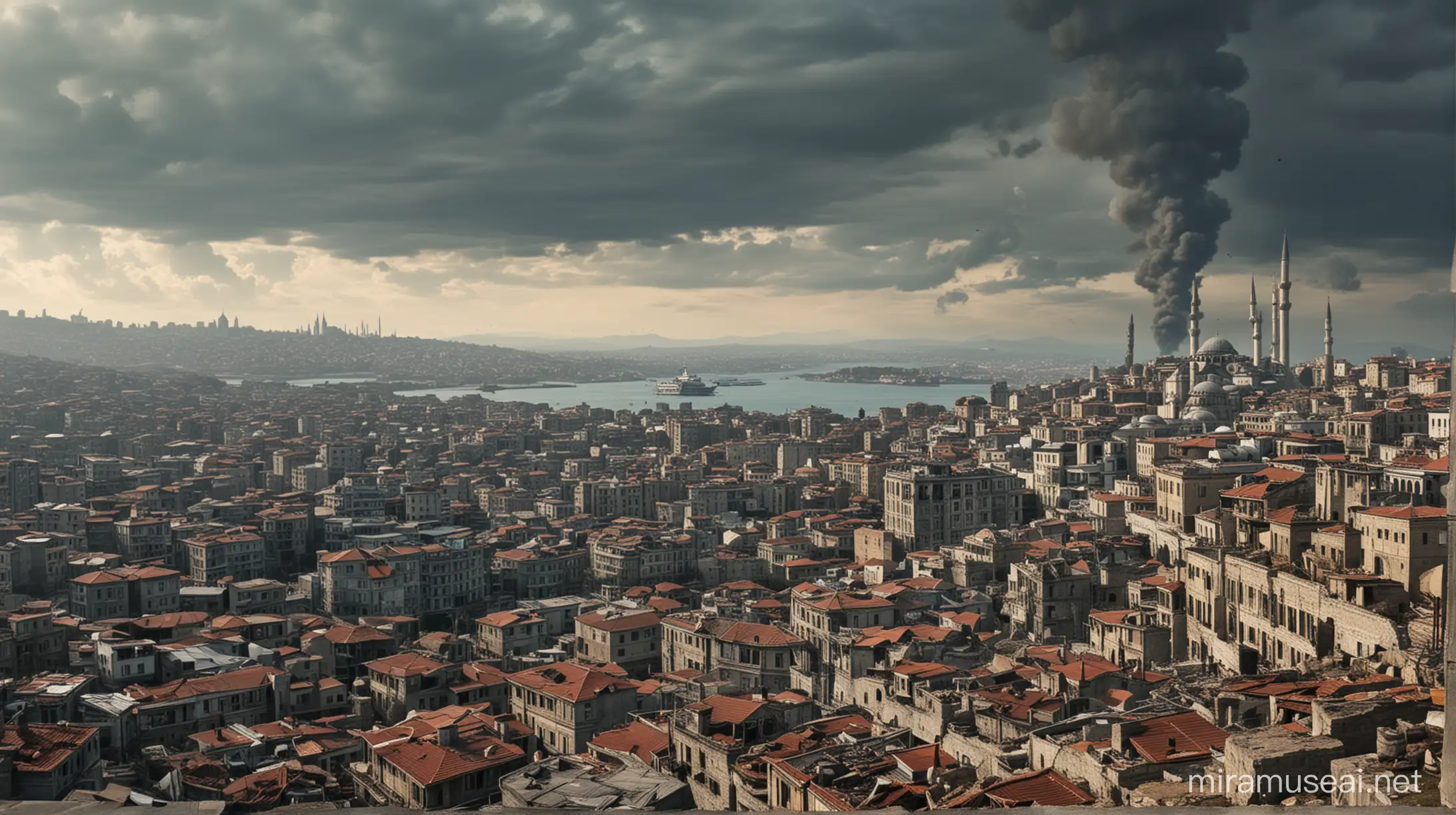 istanbul city in ruins, apocalypse