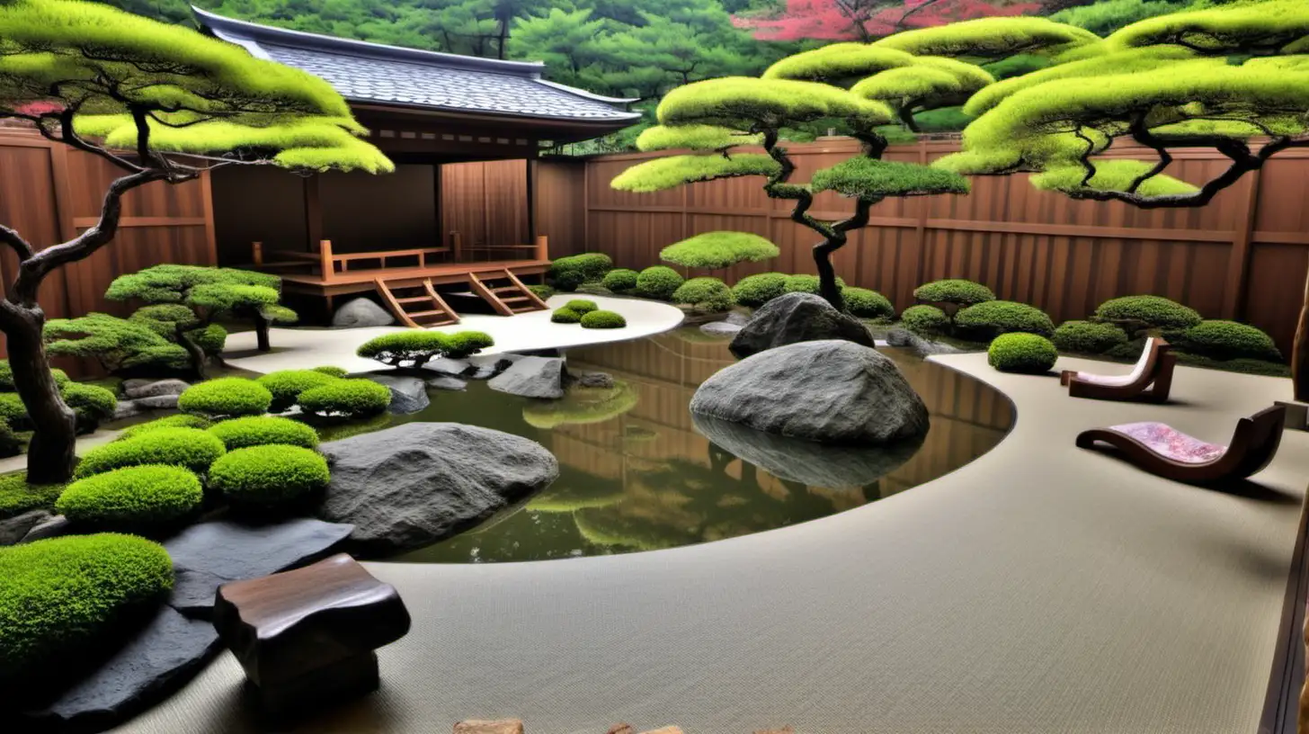 Tranquil Japanese Garden Landscape with Serene Pathways