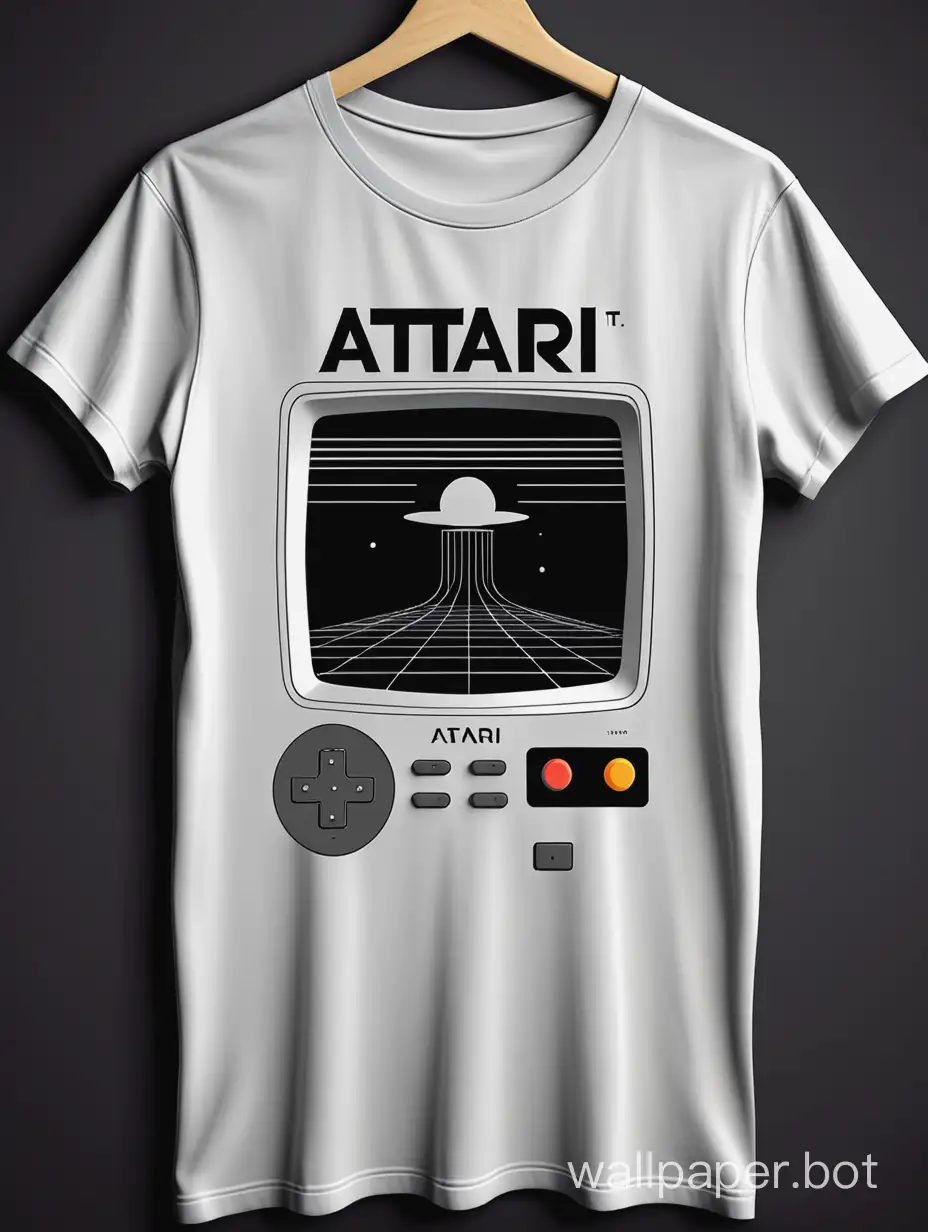 Classic-Atari-TShirt-in-Vintage-Minimalist-Style-Monochromatic-Lineart-Design
