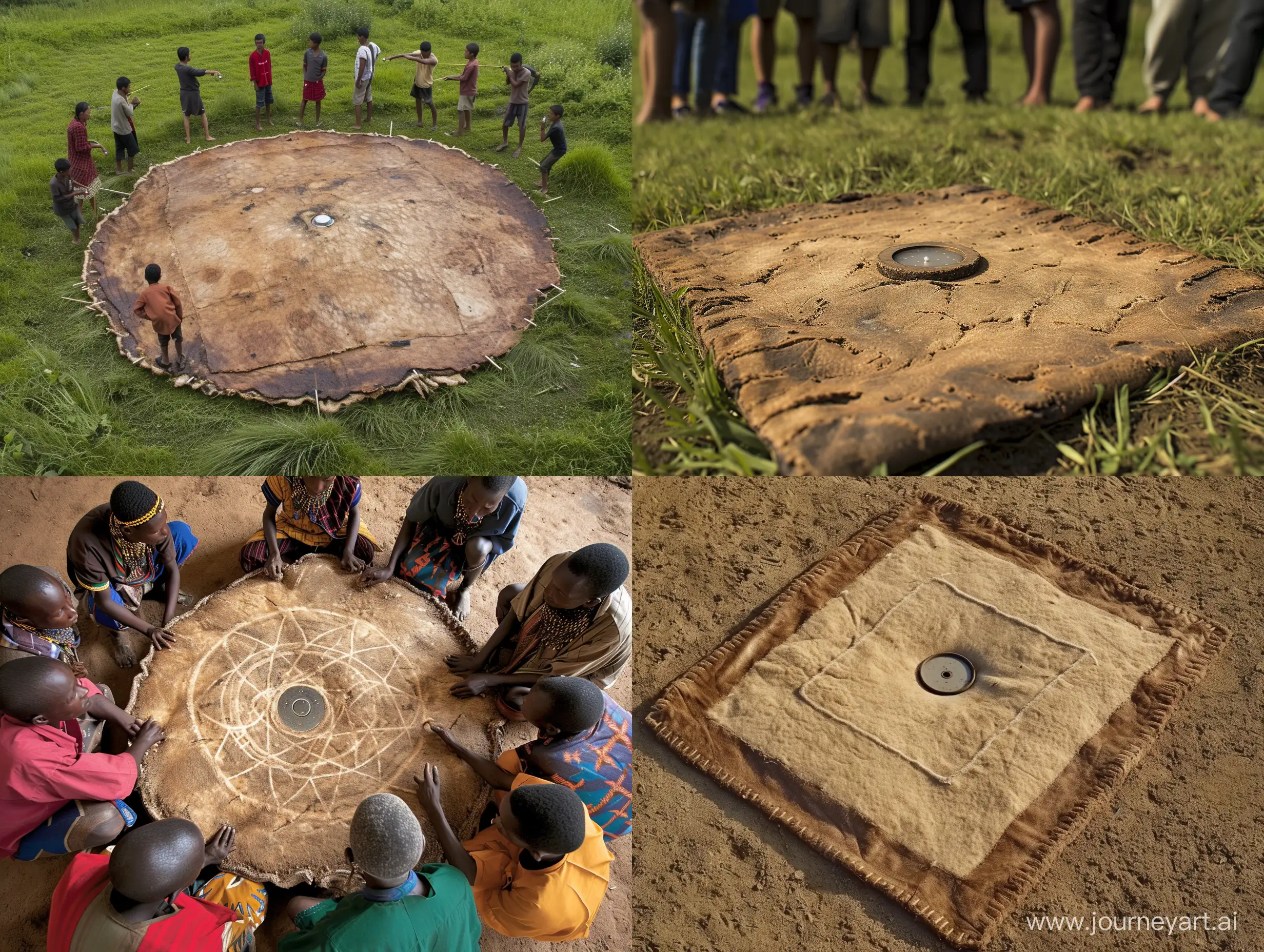 Traditional-Langa-Game-with-Goat-Skin-Apparatus-and-Shuttlecocks