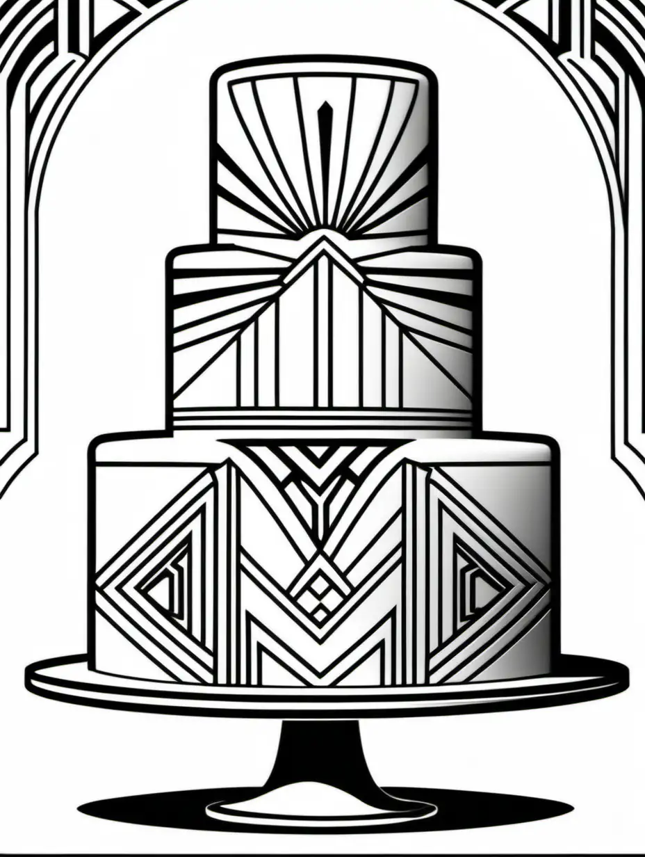 Elegant Art Deco Inspired Cake Coloring Page