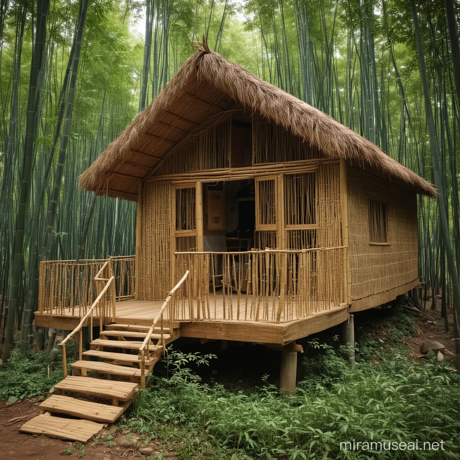 rumah buluh di dalam hutan menyambut syawal

