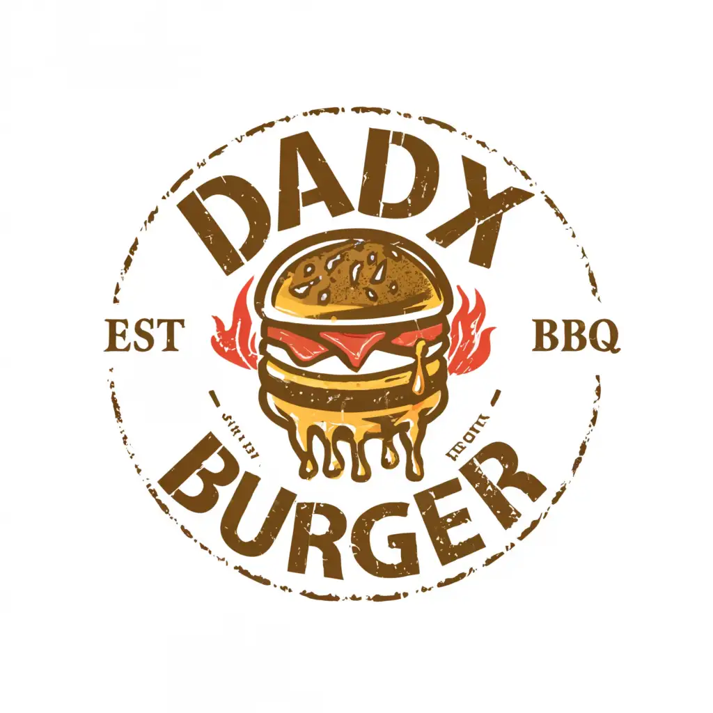 LOGO-Design-For-Daddy-Burger-Tempting-Burger-and-Hot-Wings-BBQ-with-Clear-Background