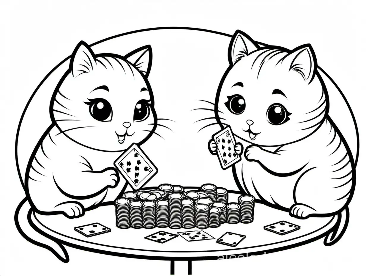 Cat-and-Hamster-Poker-Play-Coloring-Page
