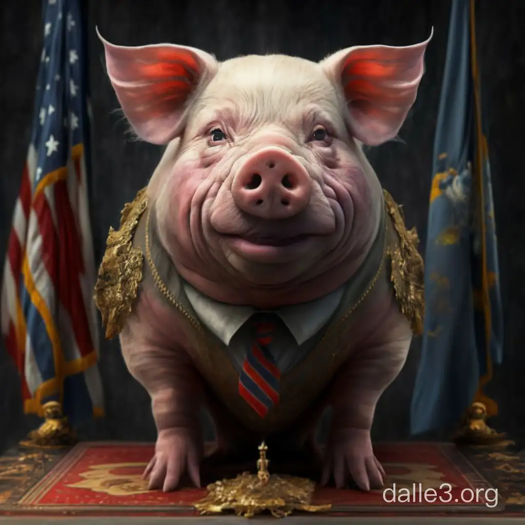 Свинья стала президентом страны и собаки. Детализация