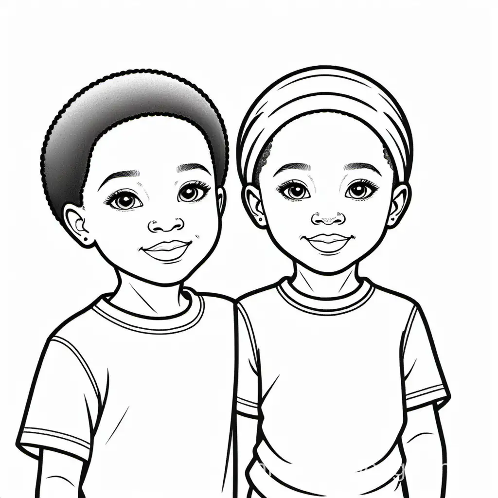African-American-Siblings-Coloring-Page-Simple-Line-Art-on-White-Background