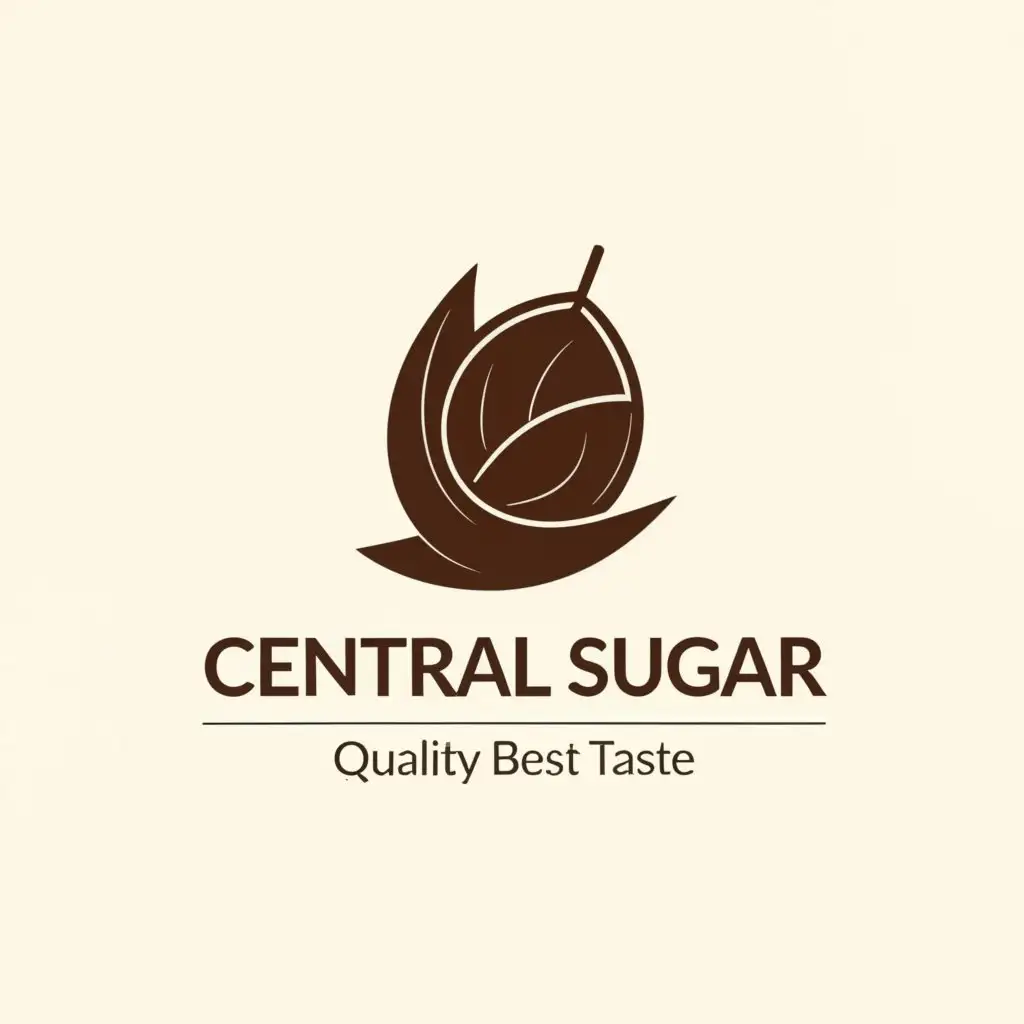 a logo design,with the text 'Central Sugar', main symbol:coconut sugar. tagline 'Quality Sugar, Best Taste.',Moderate,be used in Home Family industry,clear colour white background