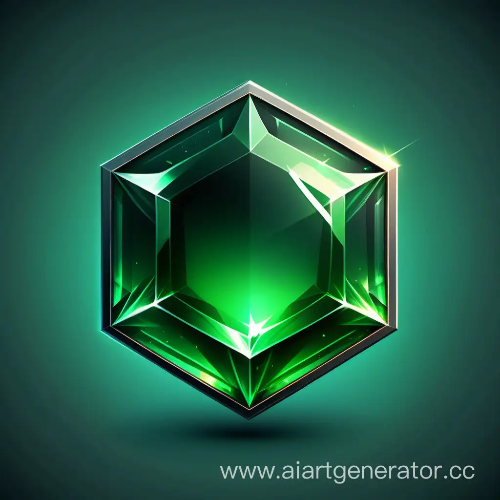 Smooth-Green-Hexagonal-Gem-in-Mobile-Game-Style