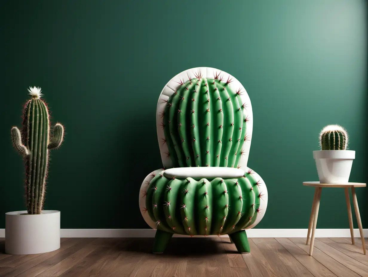 Contemporary Interior Design with CactusShaped Chair as a Focal Point