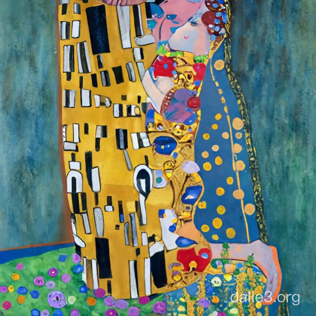 Create a seaside wedding scene like the portrait kiss From gustav klimt