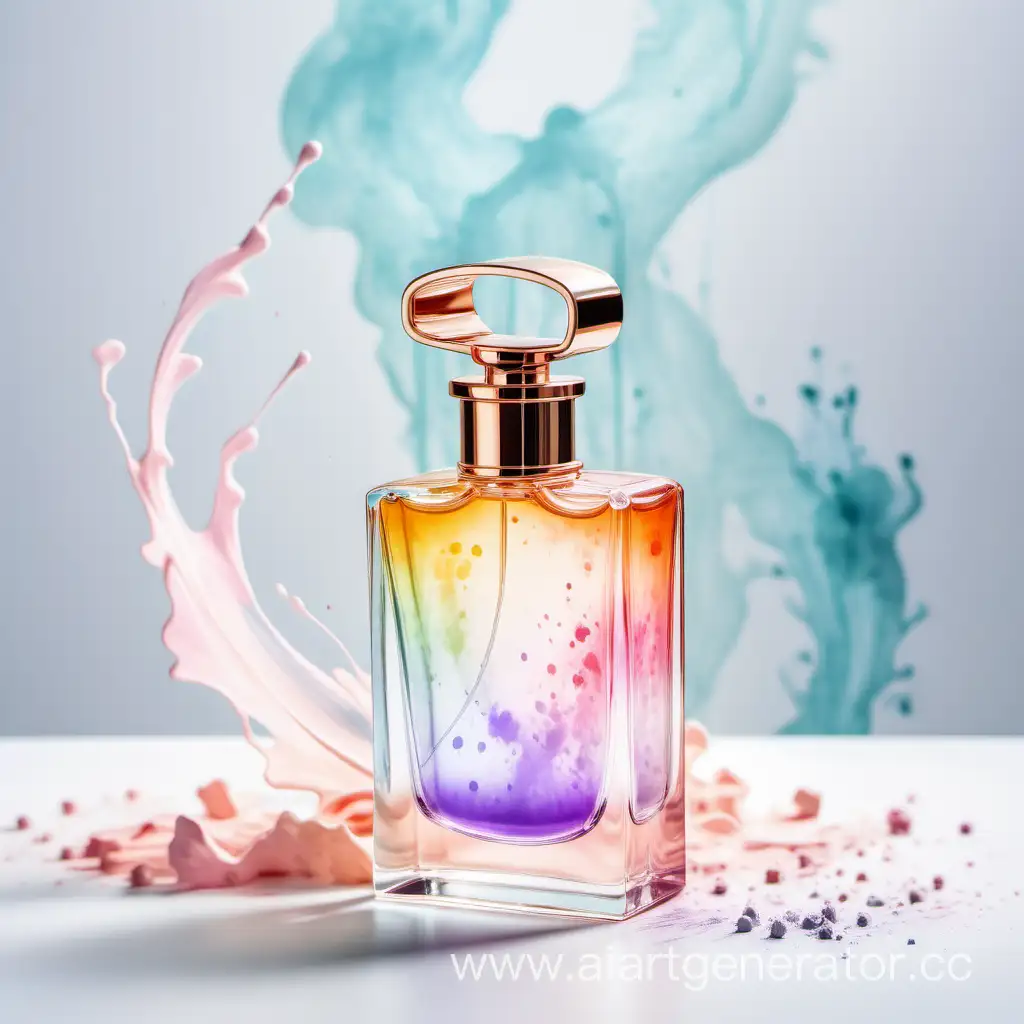Elegant-Long-Perfume-Bottle-on-White-Background-with-Watercolor-Splashes