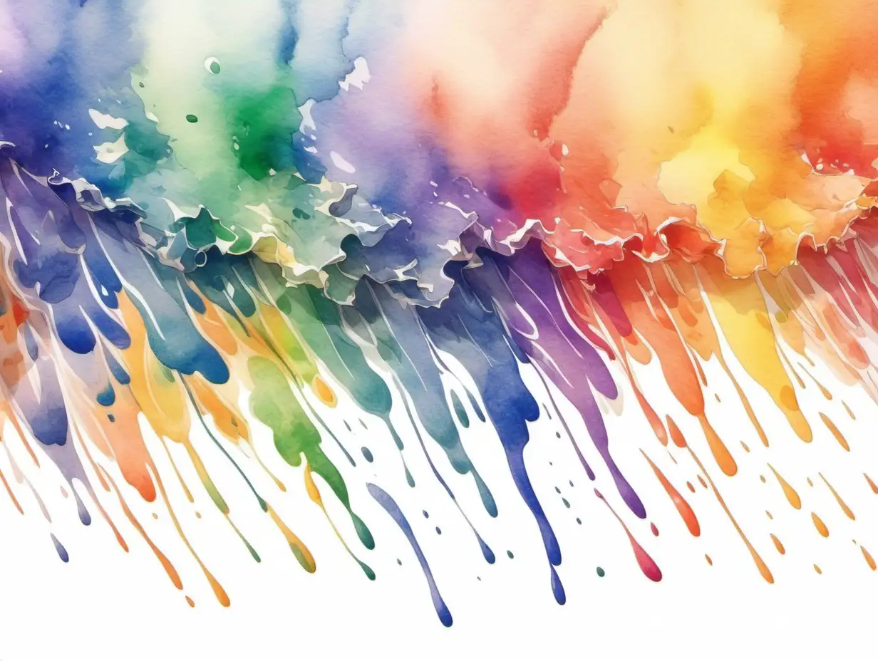 акварельные брызги красок разных цветов радуги смешанные воедино ветром