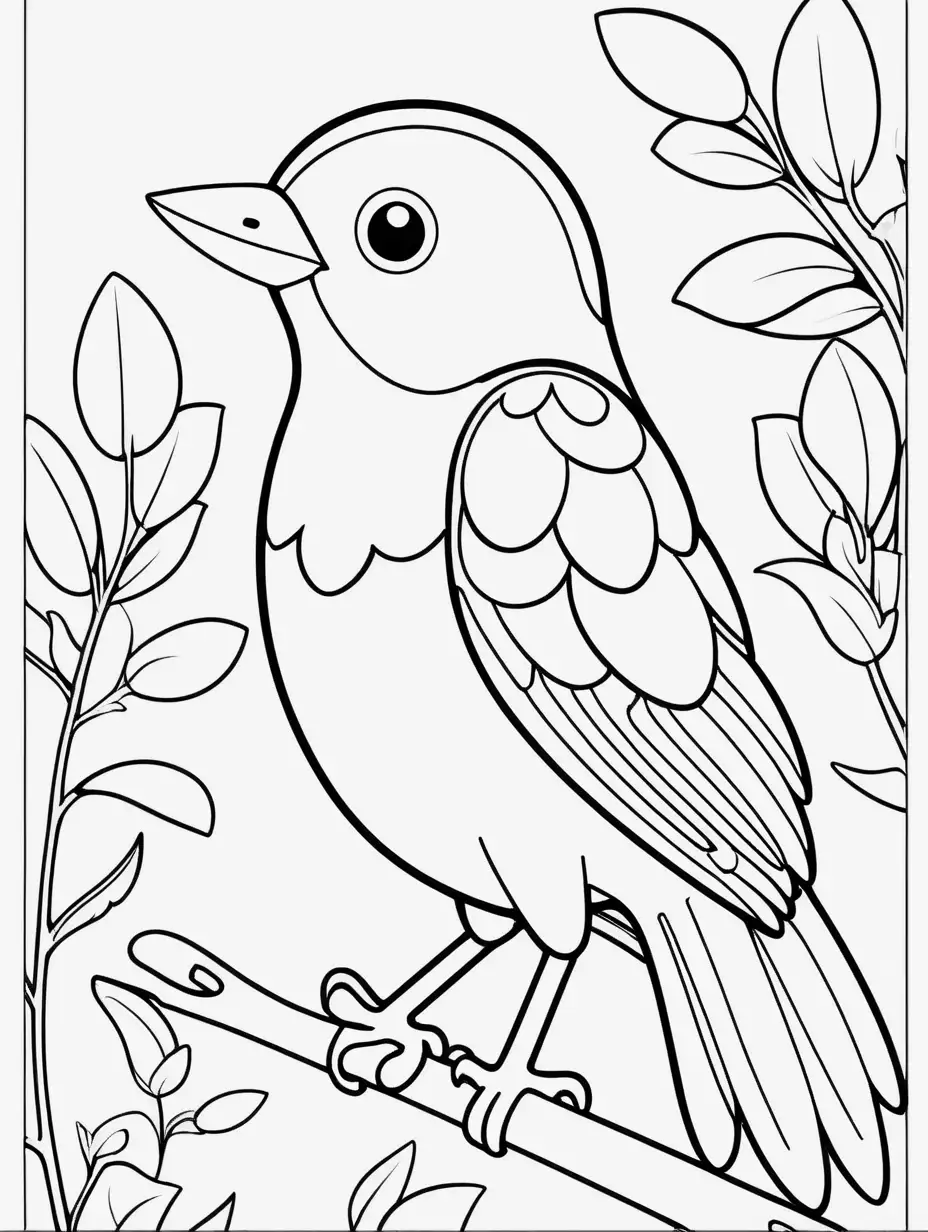 Simple Coloring Book for Toddlers Easy Bird Drawing