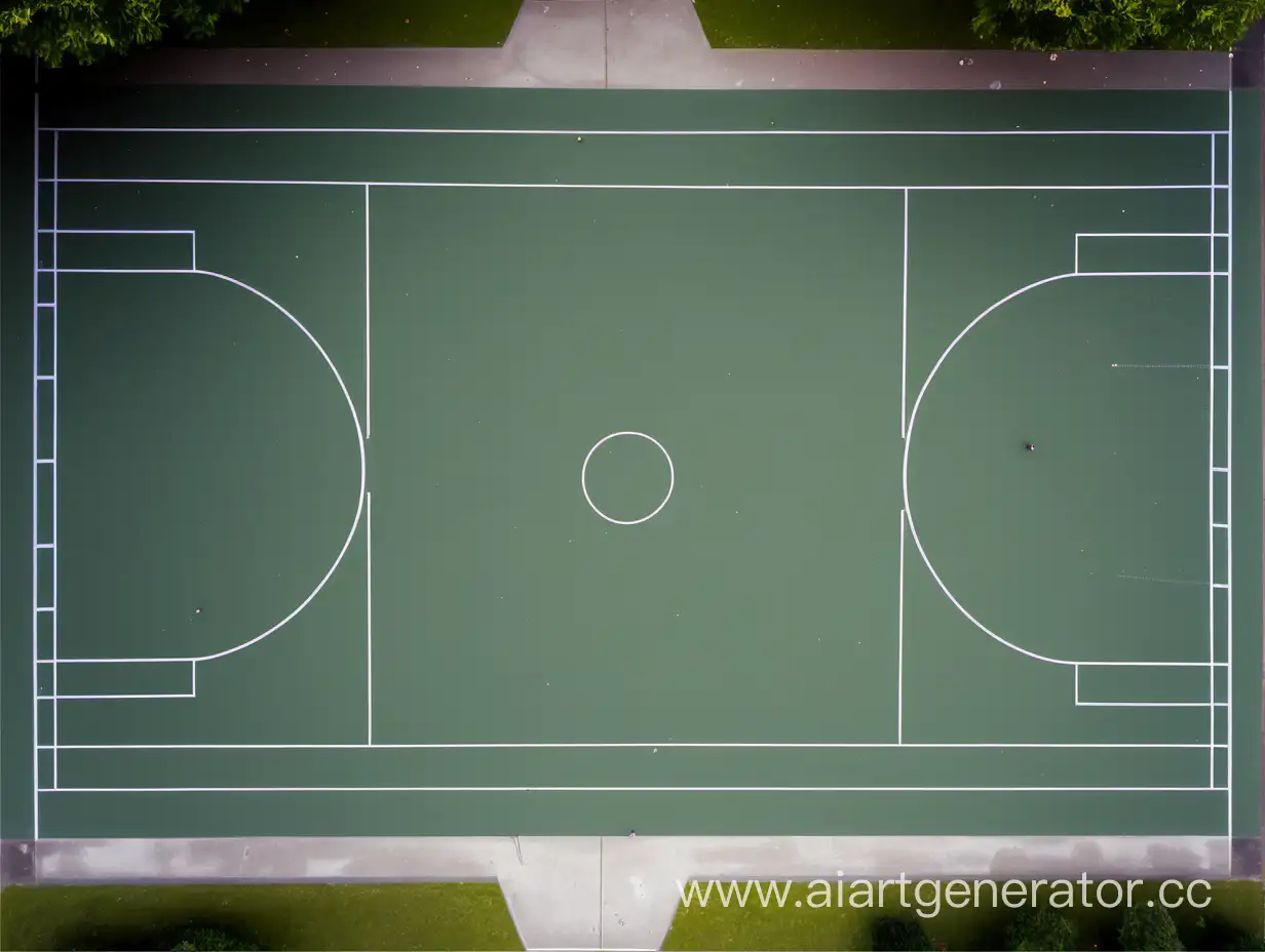 Aerial-View-of-Netball-Court-with-Players-in-Action