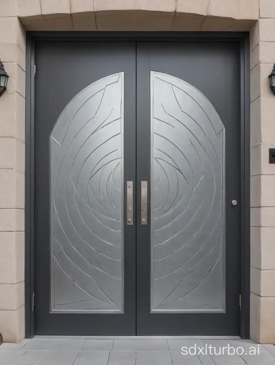 A pair of minimalist ultra-micro embossed all-aluminum armored doors