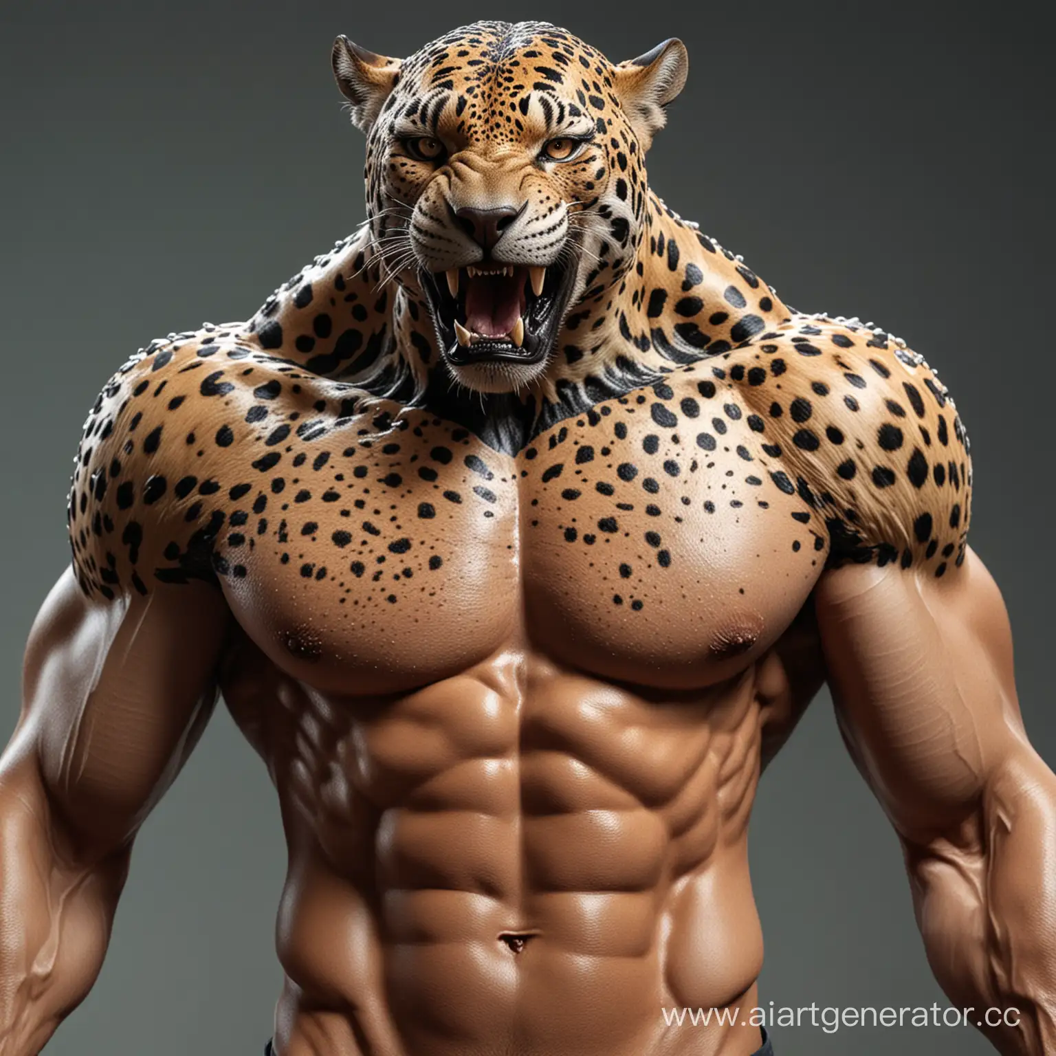 Ferocious-ManJaguar-Hybrid-UltraRealistic-Growling-HalfJaguar-Man-with-Striking-Relief-Muscles