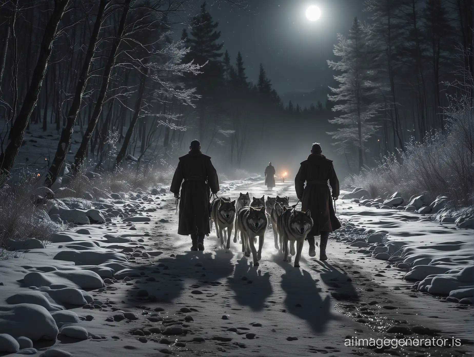 Clergyman-Fleeing-Wolves-in-Winter-Woods