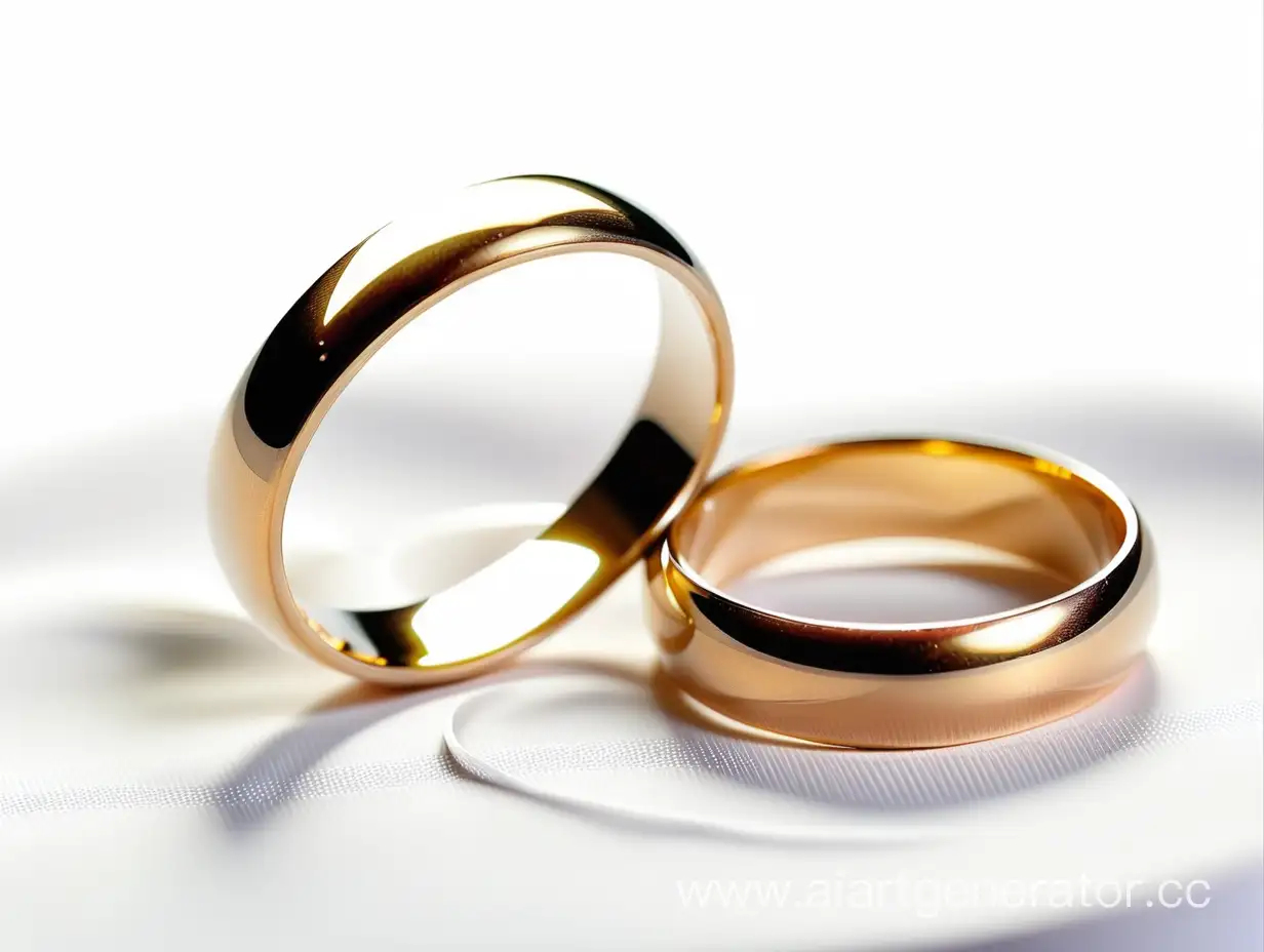 Свадебные кольца на белом фоне
