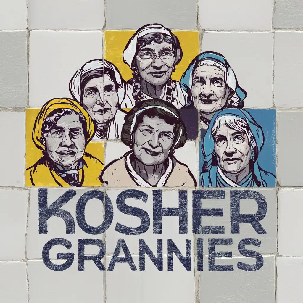 LOGO-Design-For-Kosher-Grannies-Vibrant-Yellow-Blue-Palette-with-Israeli-Tile-Motif