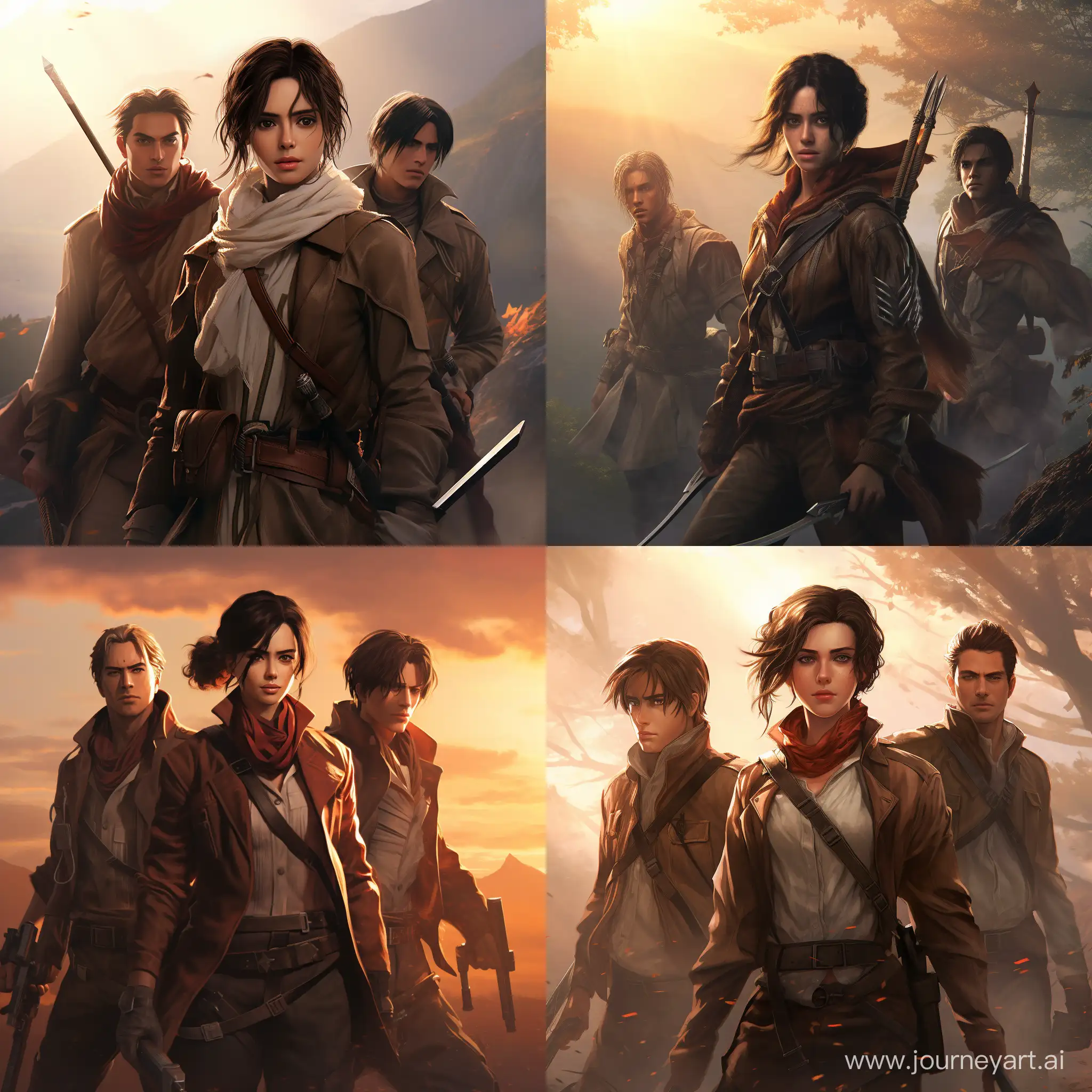 Attack-on-Titan-Characters-Hanji-Eren-and-Levi-in-Cinematic-Digital-Image