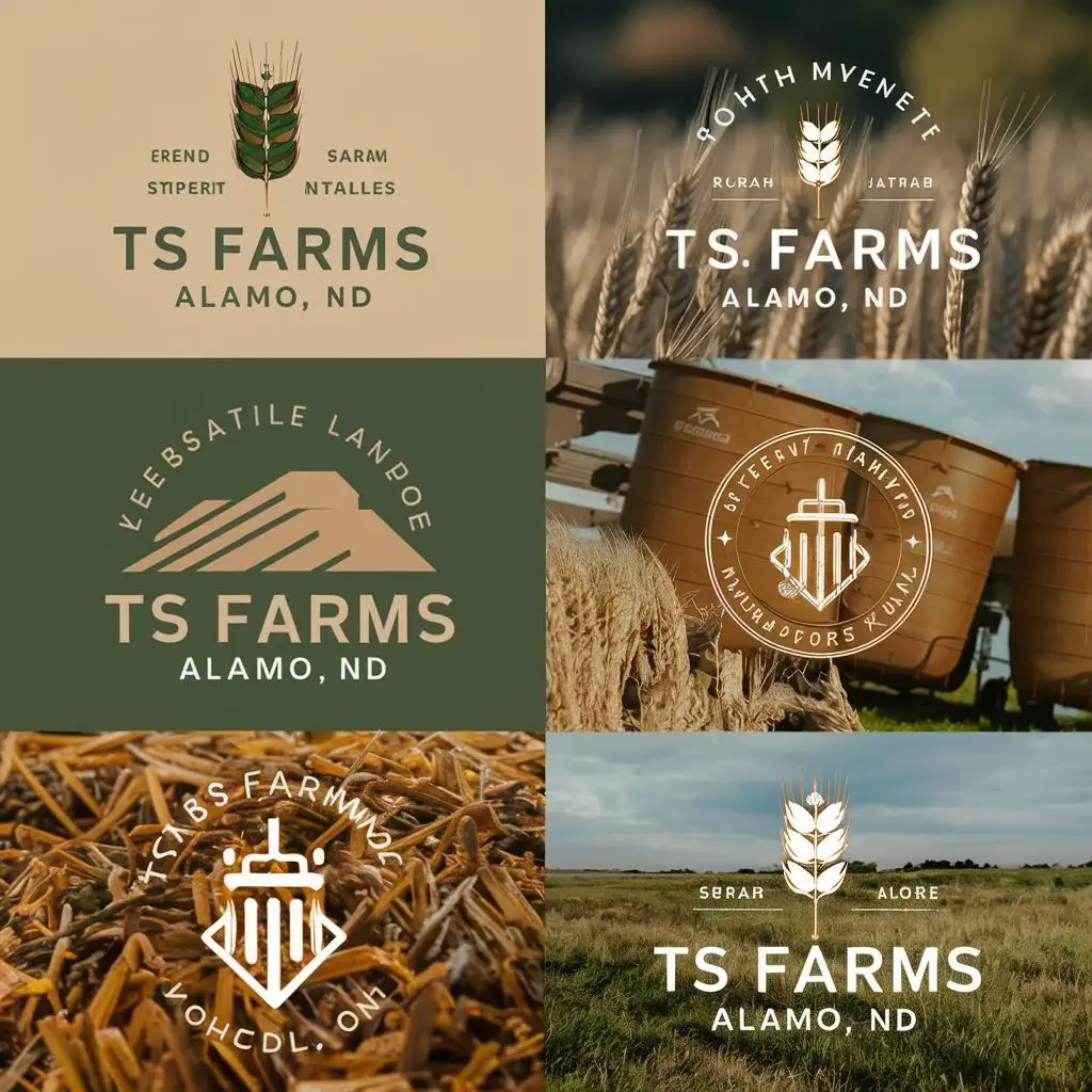 logo, Design Elements:
Incorporate wheat: Represent the agricultural aspect of TS Farms.
Include a tractor or bins: Highlight the farm equipment used in daily operations.
Consider a hill or similar element: Emphasize the natural landscape of Alamo, ND.
Color Palette:
Earthy tones: Reflect the farm's connection to nature.
Green and golden hues: Symbolize growth and abundance.
Style:
Blend modern and rustic styles for a versatile and timeless look.
Ensure readability of "TS Farms Alamo, ND" in the chosen font.
Additional Information:
The logo will be used on stickers and clothing, so ensure scalability and clarity.
Aim for a design that captures the essence of agriculture and Alamo, ND.
Inspiration:
Explore AI-generated designs on Leonardo AI for innovative concepts.
Refer to MS Designer or Ideogram for creative insights.
, with the text "TS Farms Alamo, ND", typography
