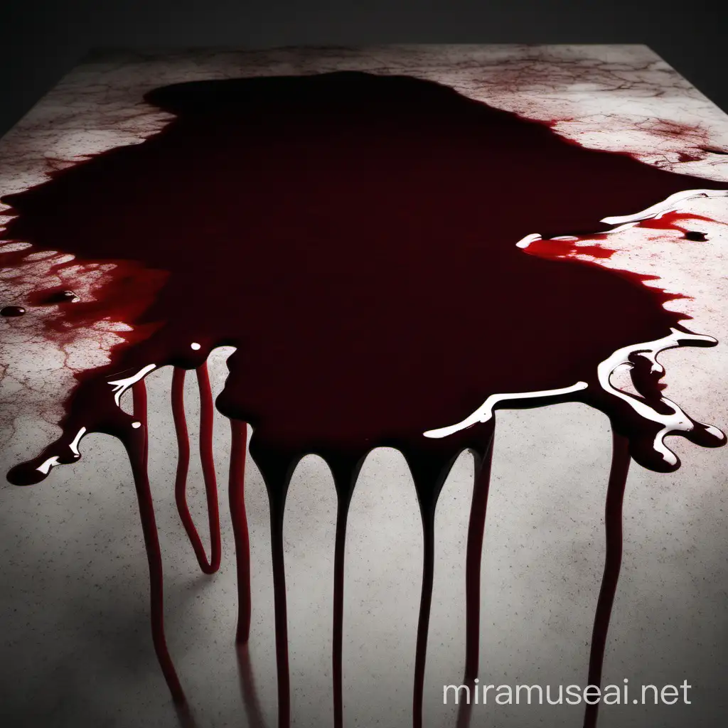 Eerie Pool of Dark Blood on Table Surface