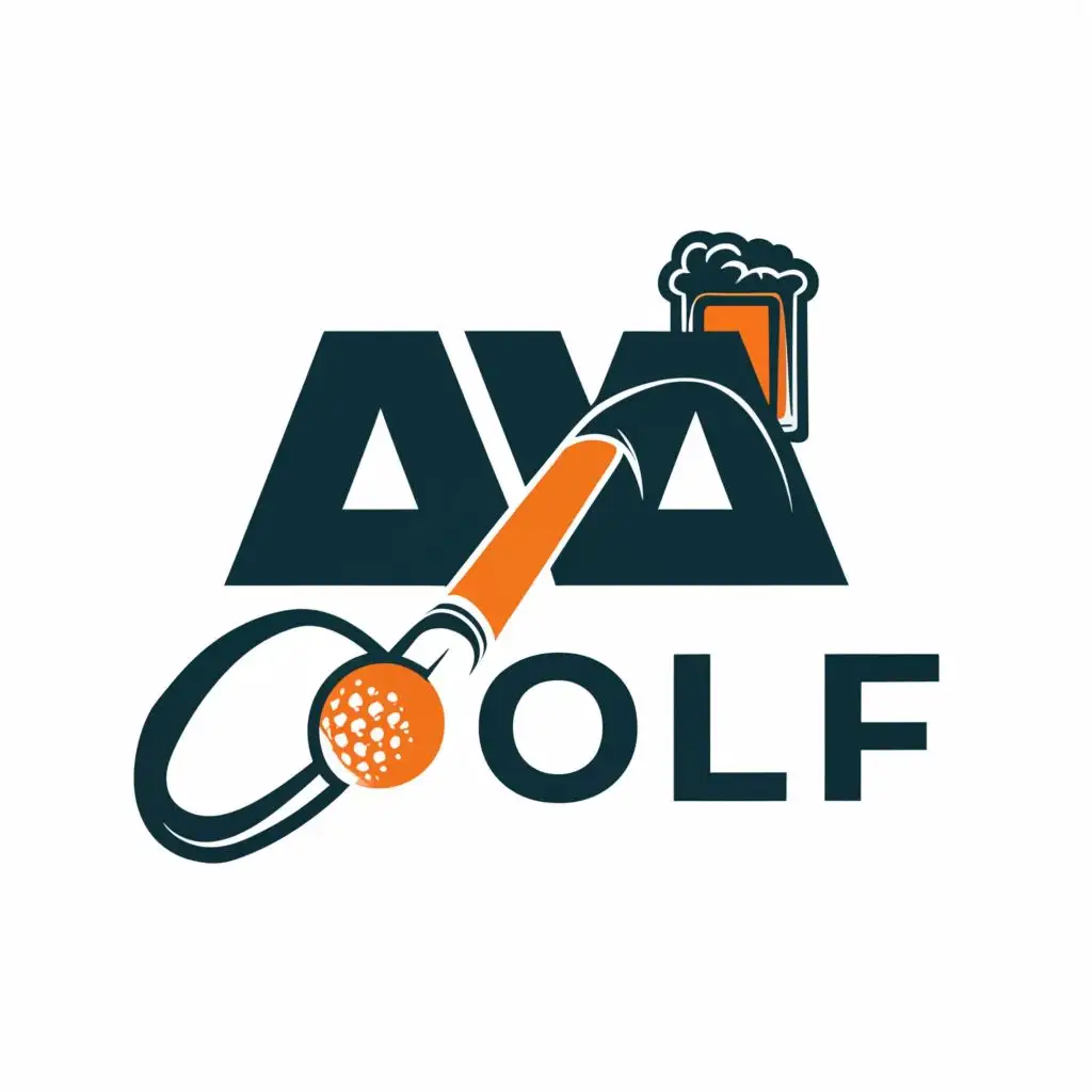 a logo design,with the text "AA Golf", main symbol:Golf Clubs, Beer, Golf Balls,Minimalistic,be used in Sports Fitness industry,clear background